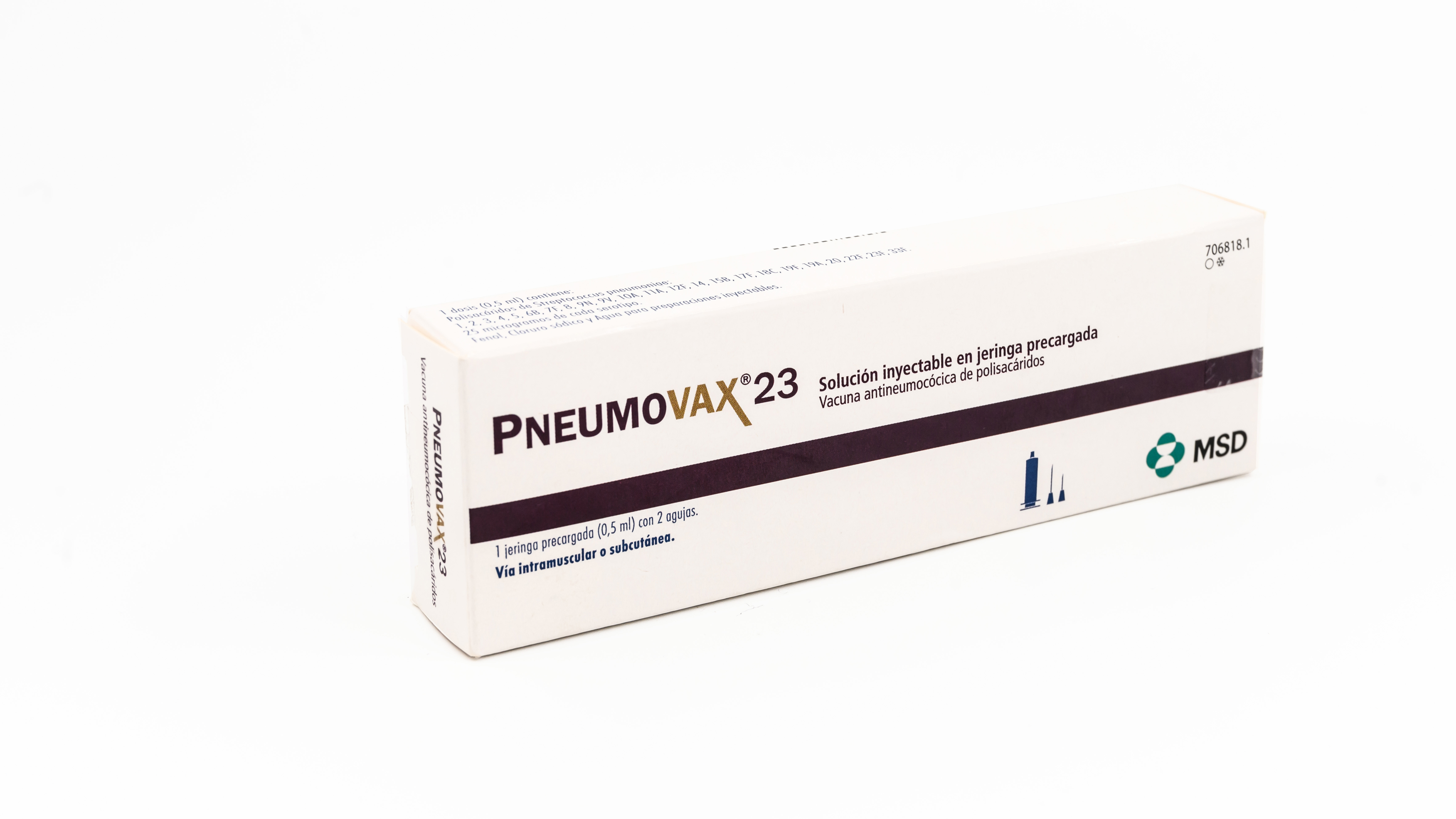 PNEUMOVAX 23 1 JERINGA PRECARGADA SOLUCION INYECTABLE 0,5 ml + 2 AGUJAS