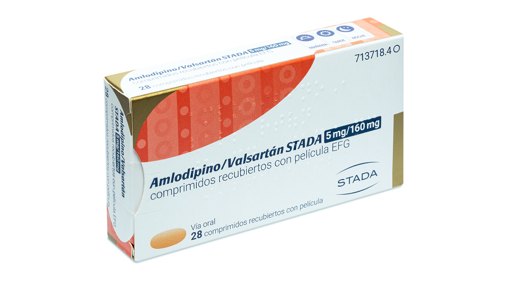 AMLODIPINO/VALSARTAN STADA EFG 5 mg/160 mg 28 COMPRIMIDOS RECUBIERTOS