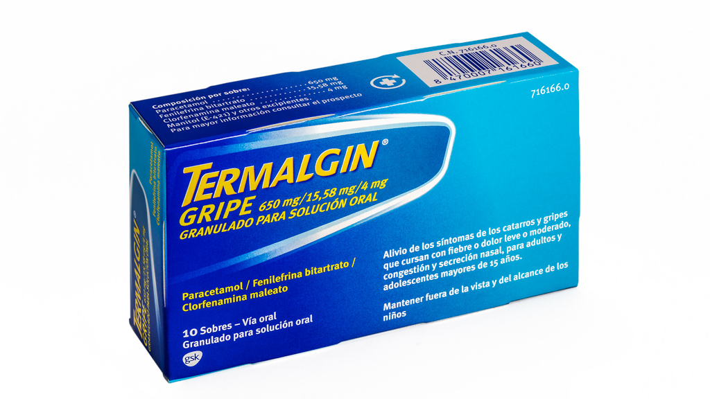 TERMALGIN GRIPE 650 mg/15,58 mg/4 mg 10 SOBRES GRANULADO PARA SOLUCION ORAL
