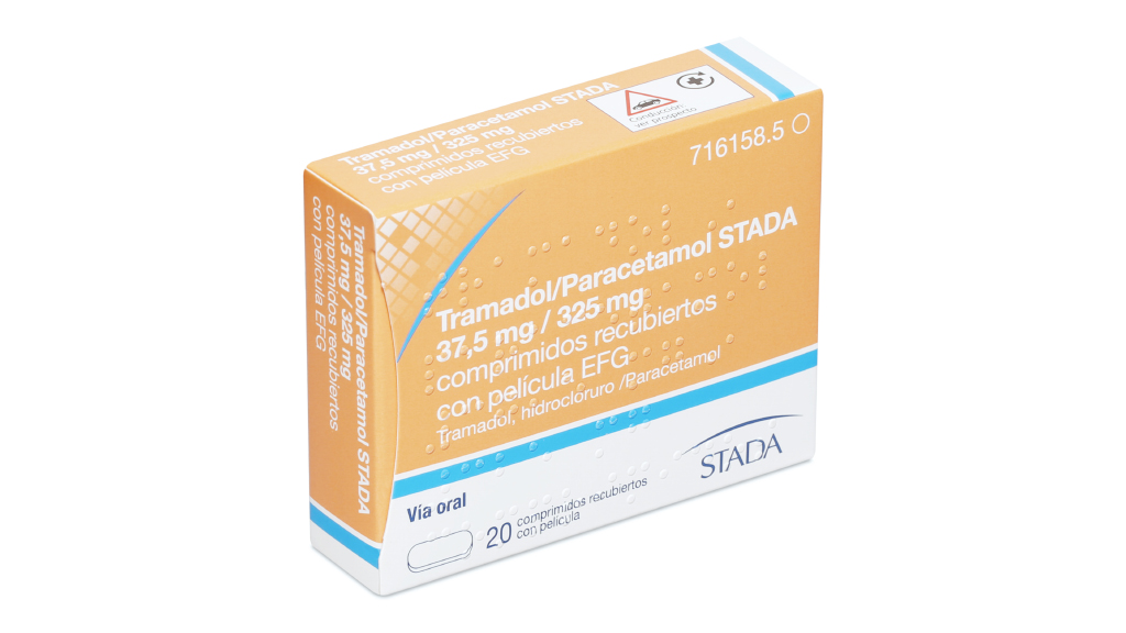 TRAMADOL/PARACETAMOL STADA EFG 37,5 mg/325 mg 20 COMPRIMIDOS RECUBIERTOS BLISTER PVC/Al