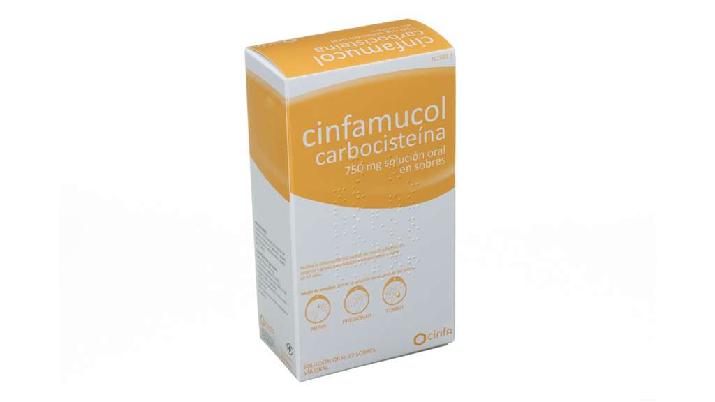 CINFAMUCOL CARBOCISTEINA 750 mg 12 SOBRES SOLUCION ORAL 15 ml