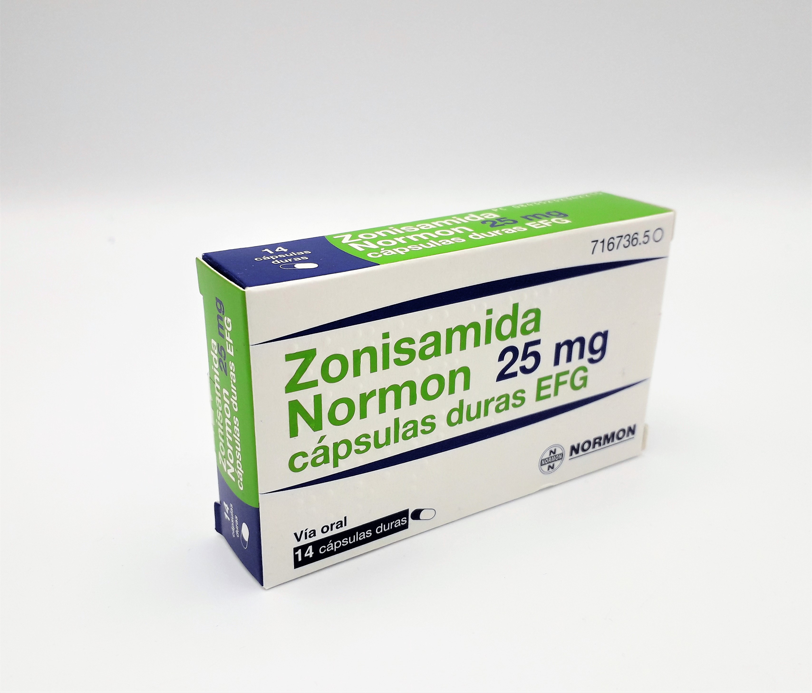 ZONISAMIDA NORMON EFG 25 mg 14 CAPSULAS BLISTER Al/Al-PA-PVC