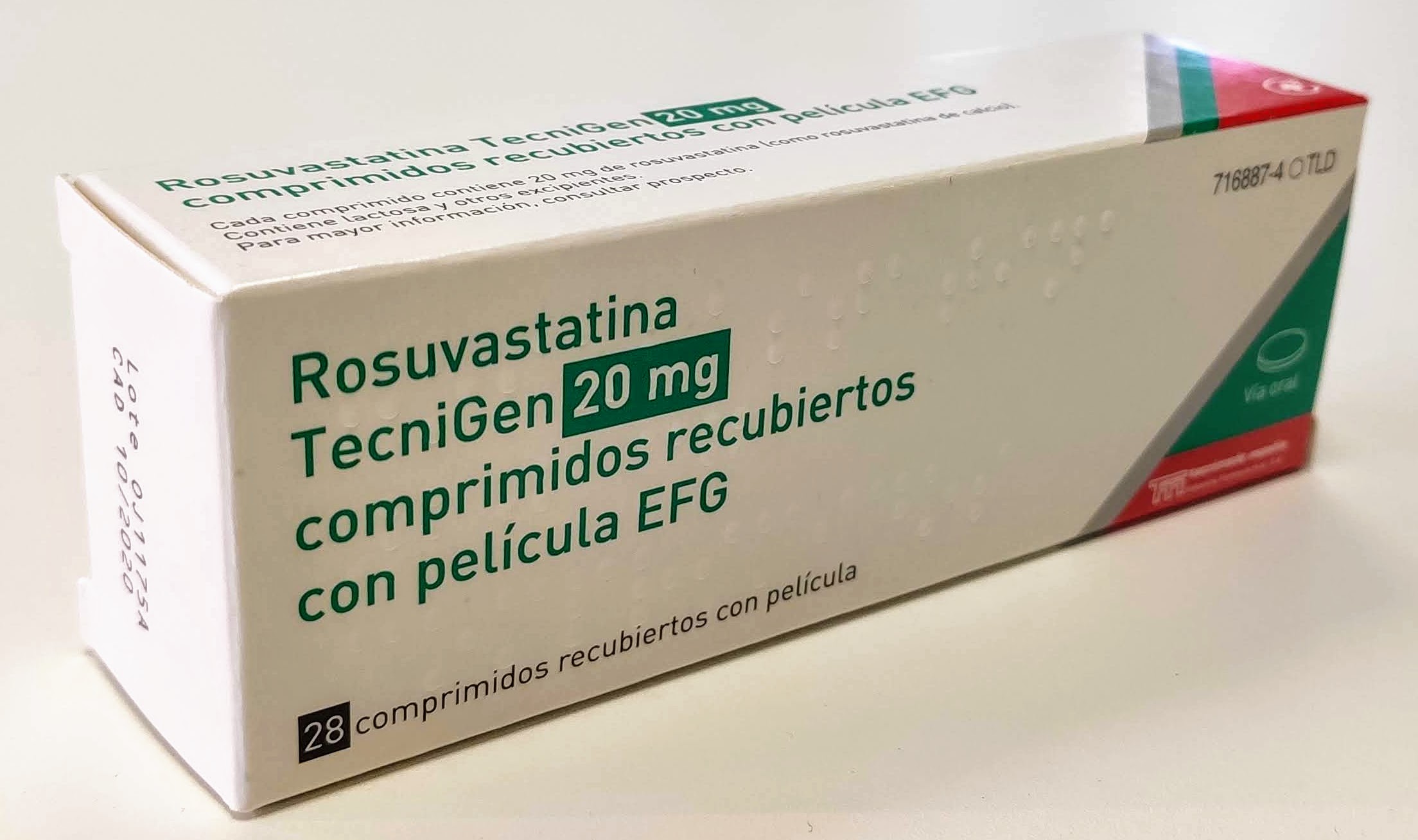 ROSUVASTATINA TECNIGEN EFG 20 mg 28 COMPRIMIDOS RECUBIERTOS