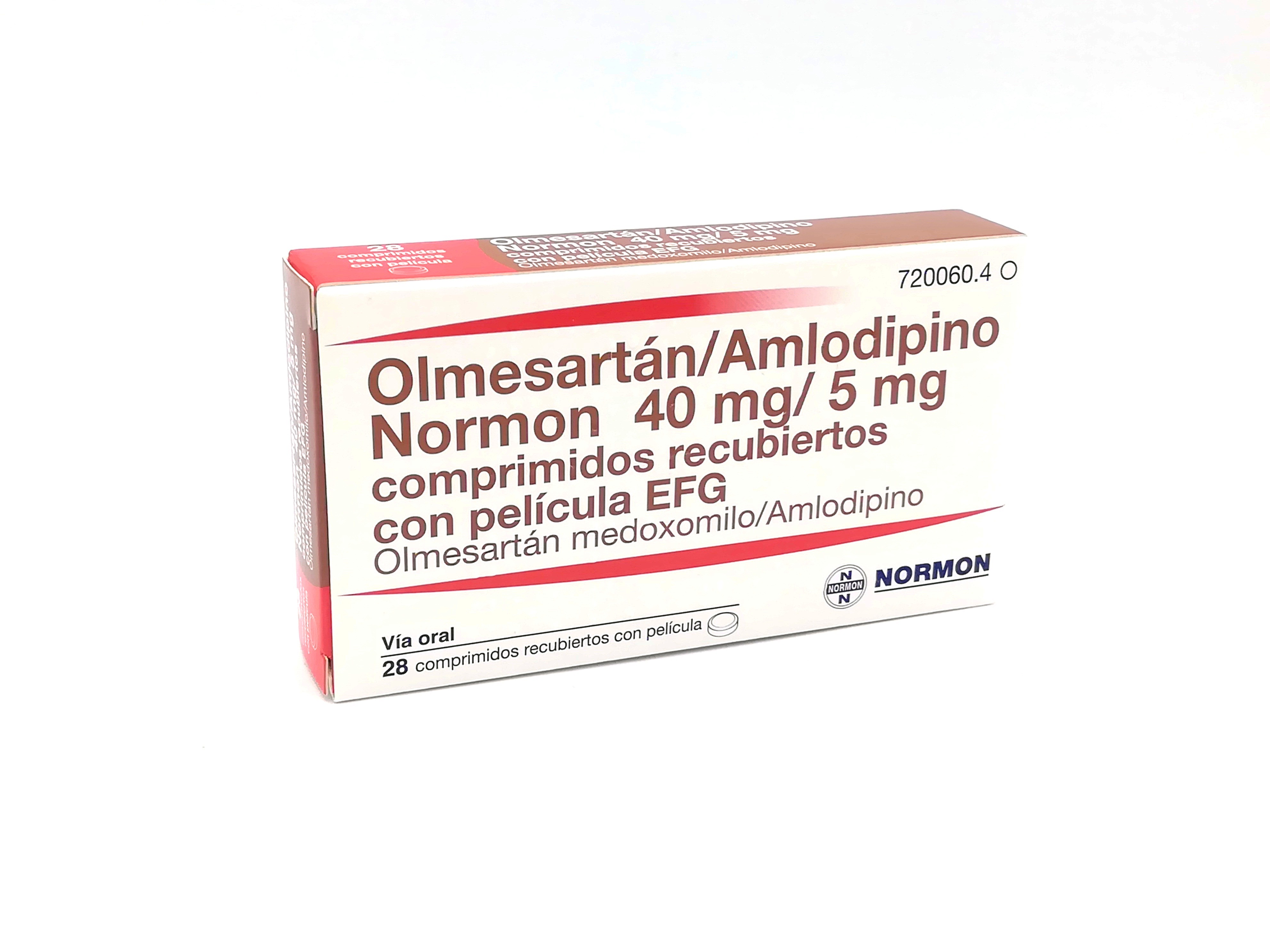 OLMESARTAN/AMLODIPINO NORMON EFG 40 mg/5 mg 28 COMPRIMIDOS RECUBIERTOS