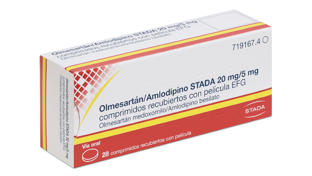 OLMESARTAN/AMLODIPINO STADA EFG 20 mg/5 mg 28 COMPRIMIDOS RECUBIERTOS