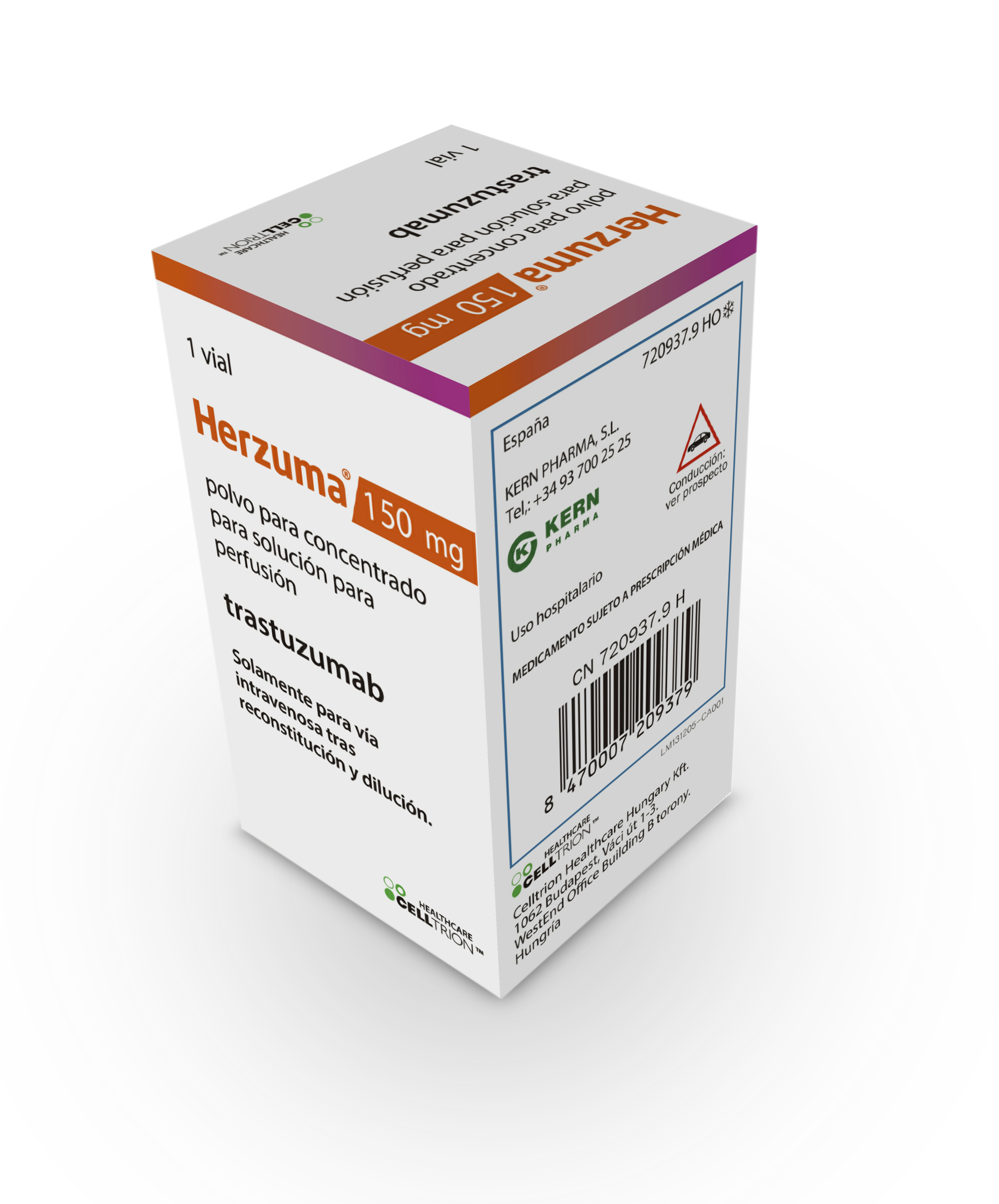 HERZUMA 150 mg 1 VIAL POLVO PARA CONCENTRADO PARA SOLUCION PARA PERFUSION