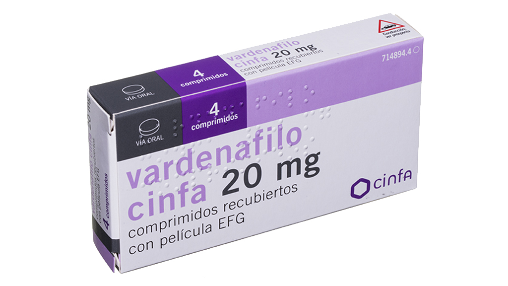 Vardenafilo Cinfa Efg 20 Mg 4 Comprimidos Recubiertos Farmacéuticos 2124