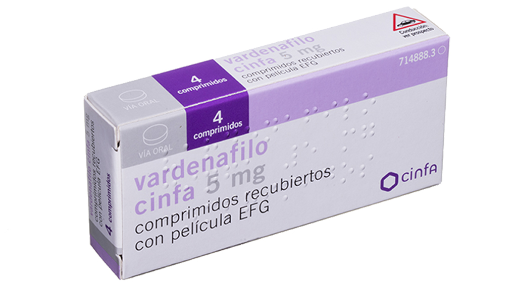 VARDENAFILO CINFA EFG 5 mg 4 COMPRIMIDOS RECUBIERTOS
