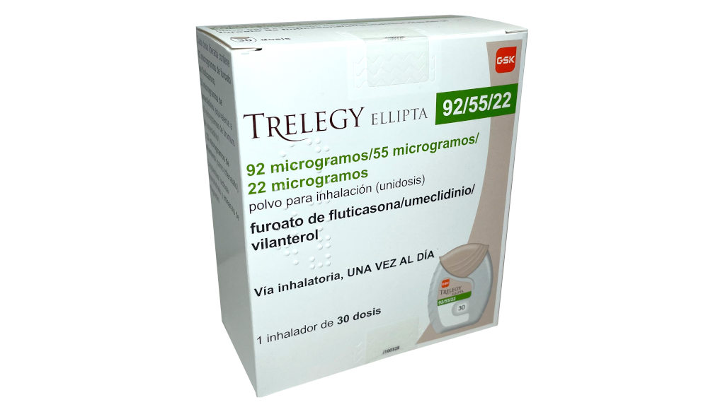 TRELEGY ELLIPTA 92/55/22 microgramos POLVO PARA INHALACION 1 INHALADOR 30 DOSIS