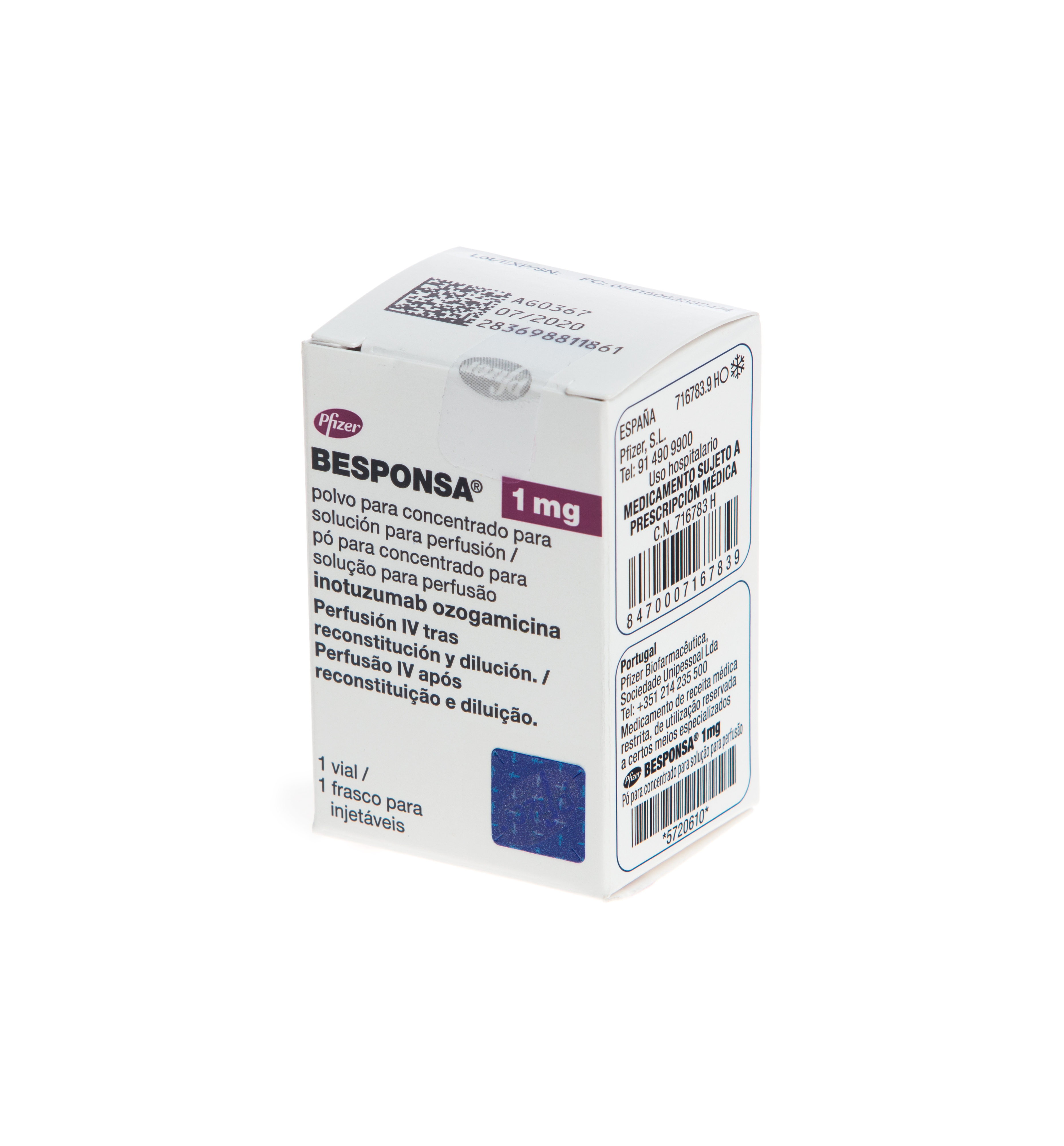 BESPONSA 1 mg 1 VIAL POLVO PARA CONCENTRADO PARA SOLUCION PARA PERFUSION