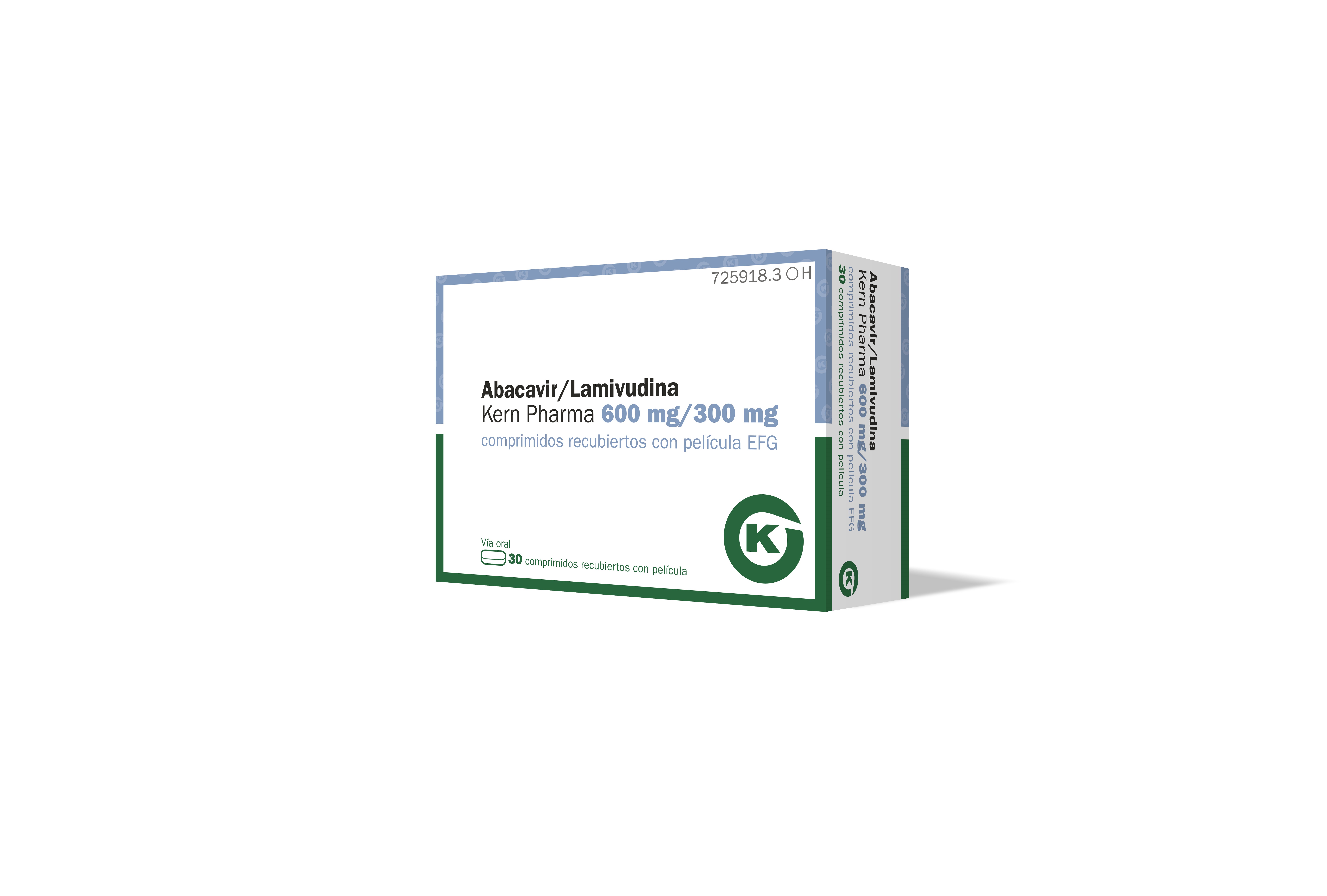 ABACAVIR/LAMIVUDINA KERN PHARMA EFG 600 mg/300 mg 30 COMPRIMIDOS RECUBIERTOS BLISTER PVC/ACLAR/Al