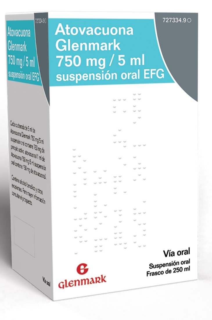 ATOVACUONA GLENMARK EFG 750 mg/5 ml SUSPENSION ORAL 1 FRASCO 226 ml