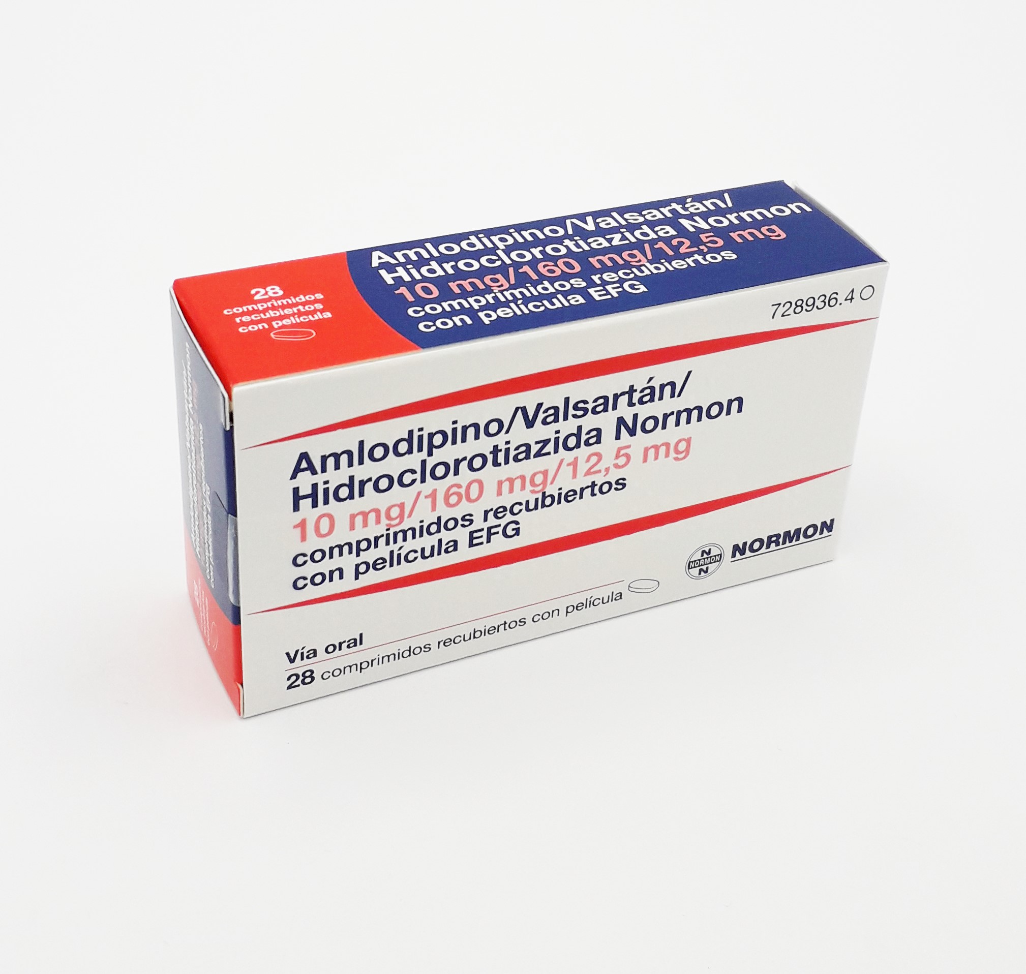 AMLODIPINO/VALSARTAN/HIDROCLOROTIAZIDA NORMON EFG 10 mg/160 mg/12,5 mg 28 COMPRIMIDOS RECUBIERTOS