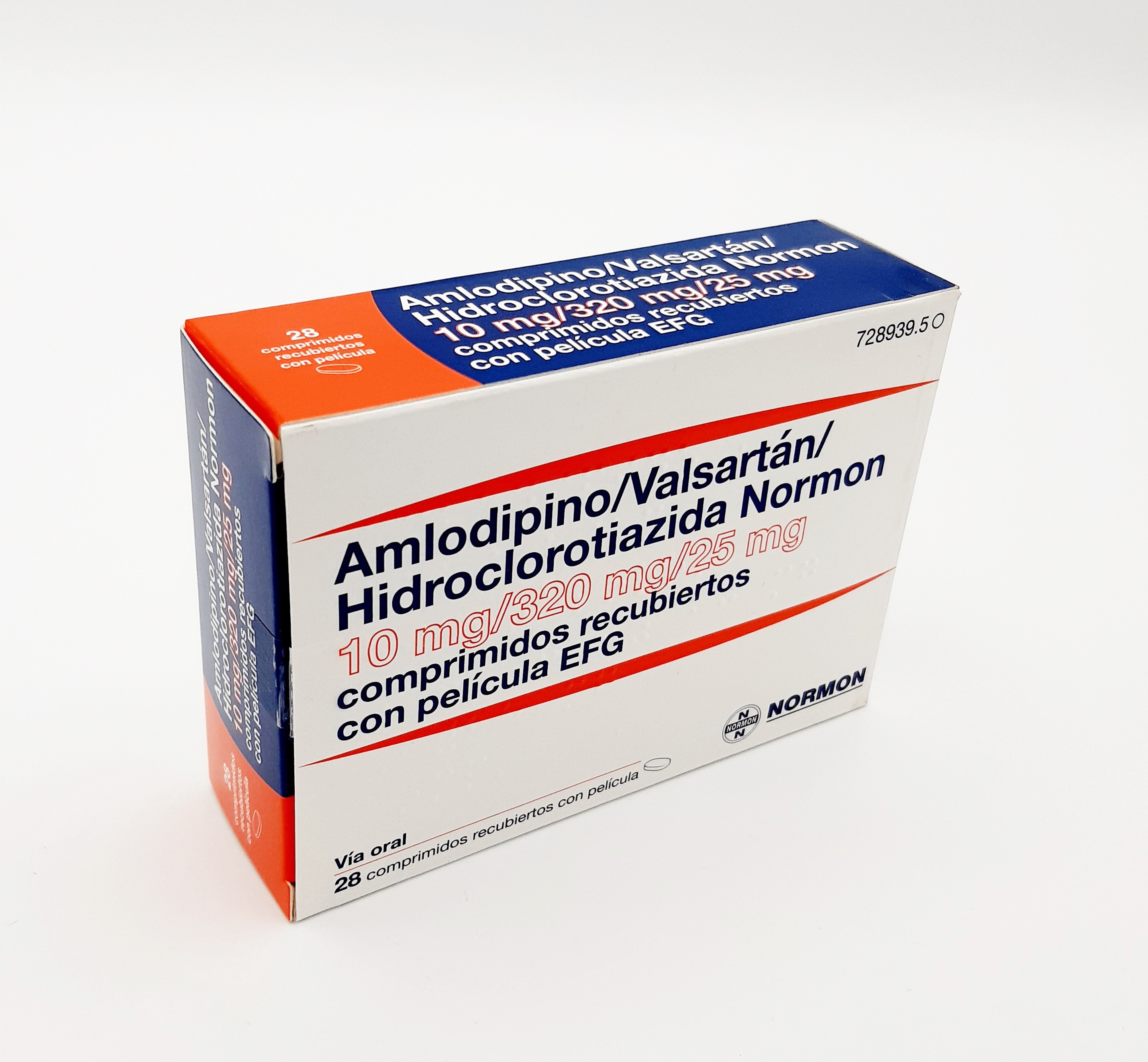 AMLODIPINO/VALSARTAN/HIDROCLOROTIAZIDA NORMON EFG 10 mg/320 mg/25 mg 28 COMPRIMIDOS RECUBIERTOS