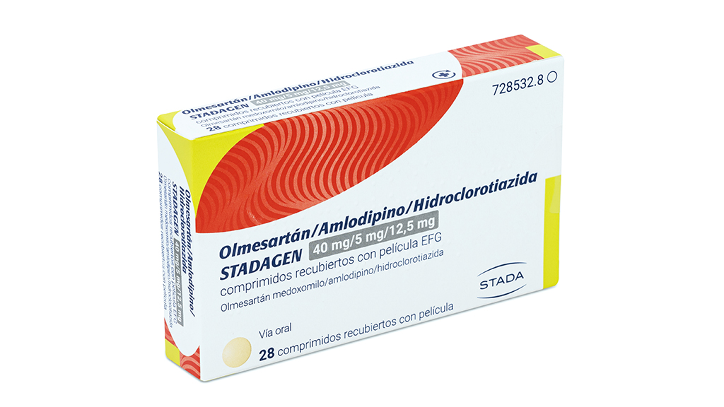 OLMESARTAN/AMLODIPINO/HIDROCLOROTIAZIDA STADAGEN EFG 40 mg/5 mg/12,5 mg 28 COMPRIMIDOS RECUBIERTOS