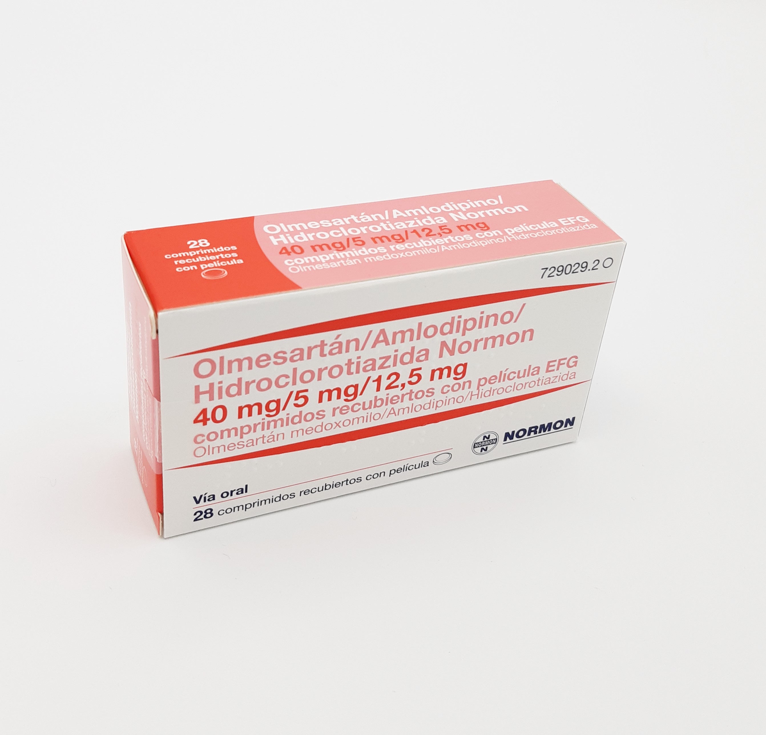 OLMESARTAN/AMLODIPINO/HIDROCLOROTIAZIDA NORMON EFG 40 mg/5 mg/12,5 mg 28 COMPRIMIDOS RECUBIERTOS