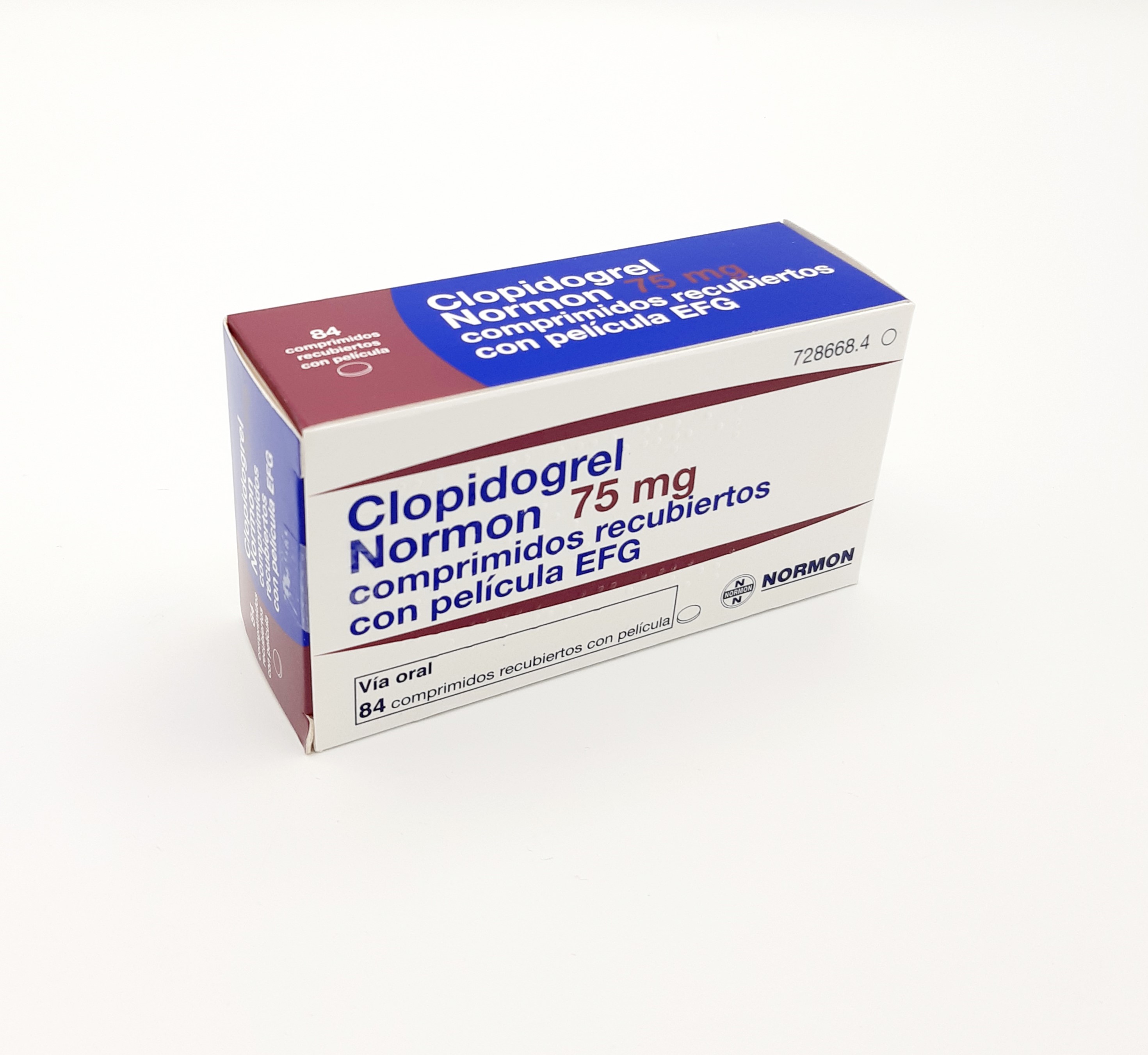 CLOPIDOGREL NORMON EFG 75 mg 50 COMPRIMIDOS RECUBIERTOS BLISTER Al/PVC/Al/PA