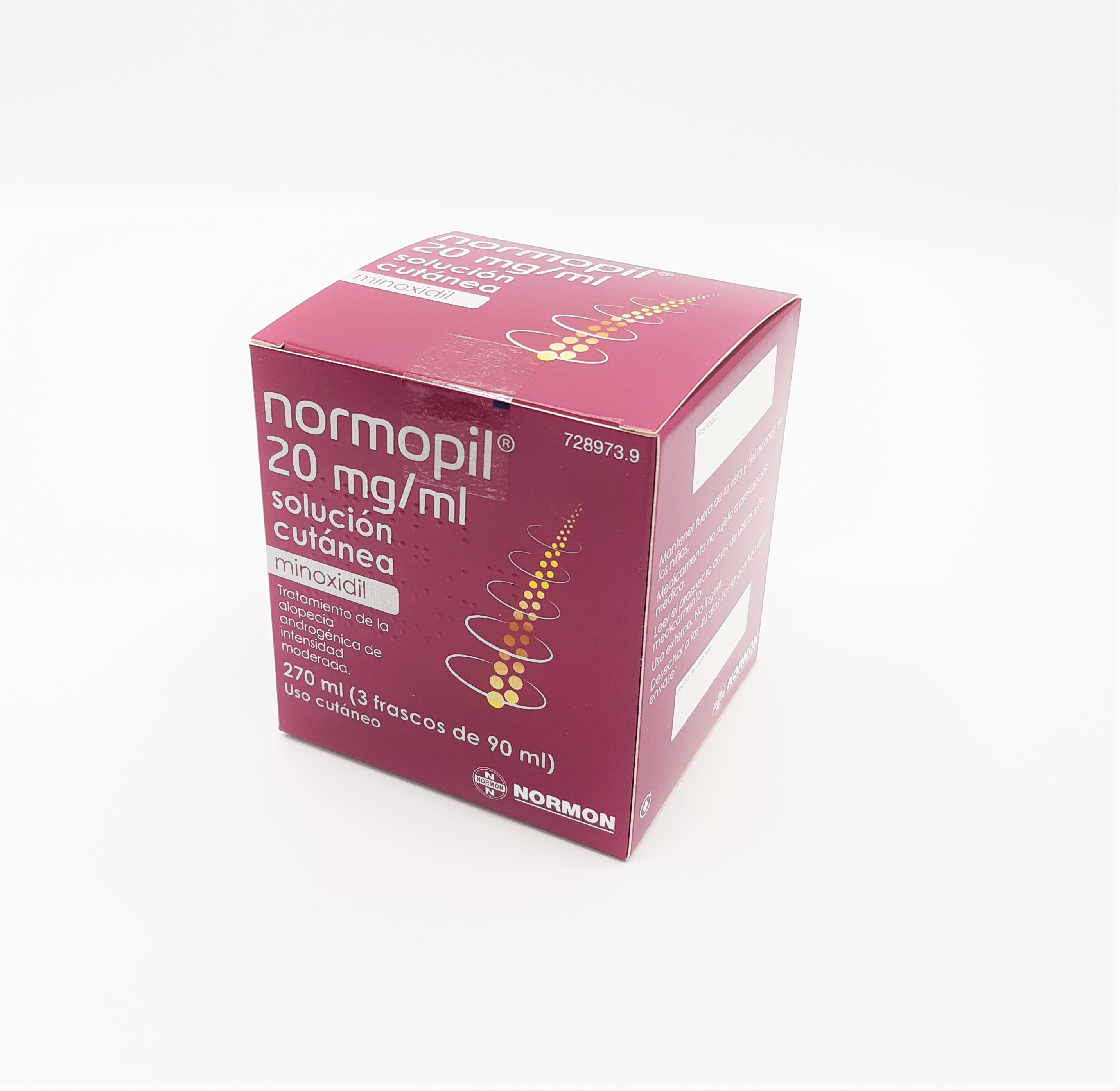 NORMOPIL 20 mg/ml 3 FRASCOS SOLUCION CUTANEA 90 ml