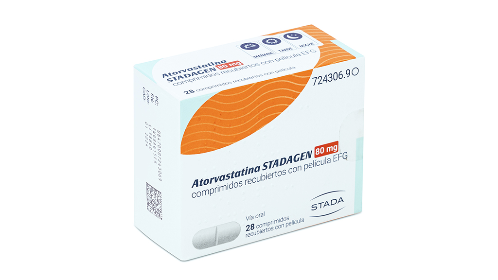 ATORVASTATINA STADAGEN EFG 80 mg 28 COMPRIMIDOS RECUBIERTOS BLISTER PVC-PE-PVDC-Al
