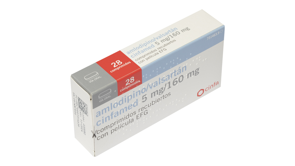 AMLODIPINO/VALSARTAN CINFAMED EFG 5 mg/160 mg 28 COMPRIMIDOS RECUBIERTOS