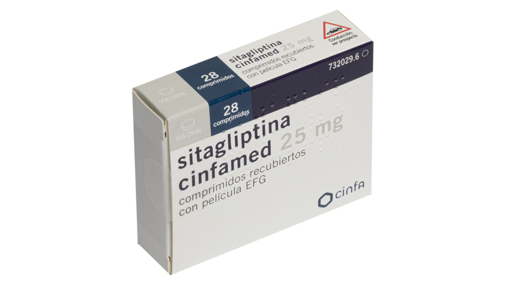 SITAGLIPTINA CINFAMED EFG 25 mg 28 COMPRIMIDOS RECUBIERTOS