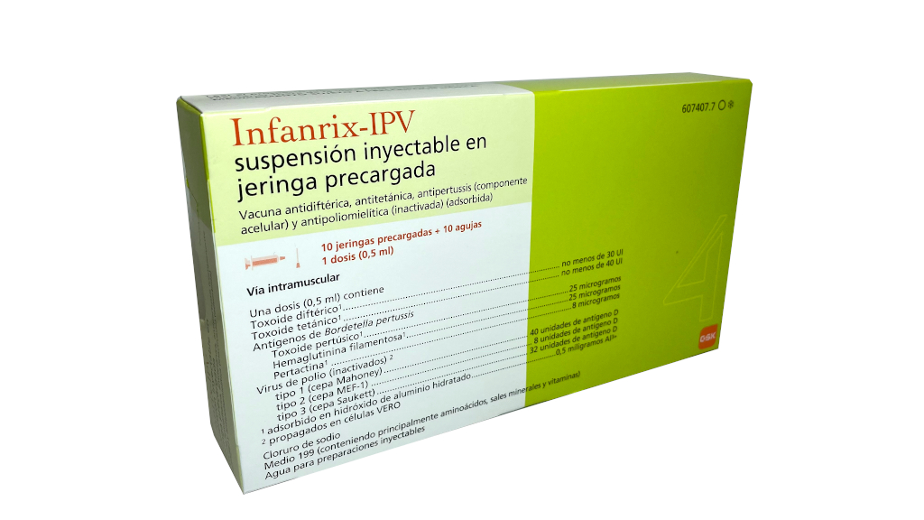 INFANRIX-IPV 10 JERINGAS PRECARGADAS SUSPENSION INYECTABLE 0,5 ml + 10 AGUJAS