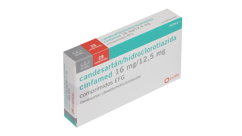 CANDESARTAN/HIDROCLOROTIAZIDA CINFAMED EFG 16 mg/12,5 mg 28 COMPRIMIDOS