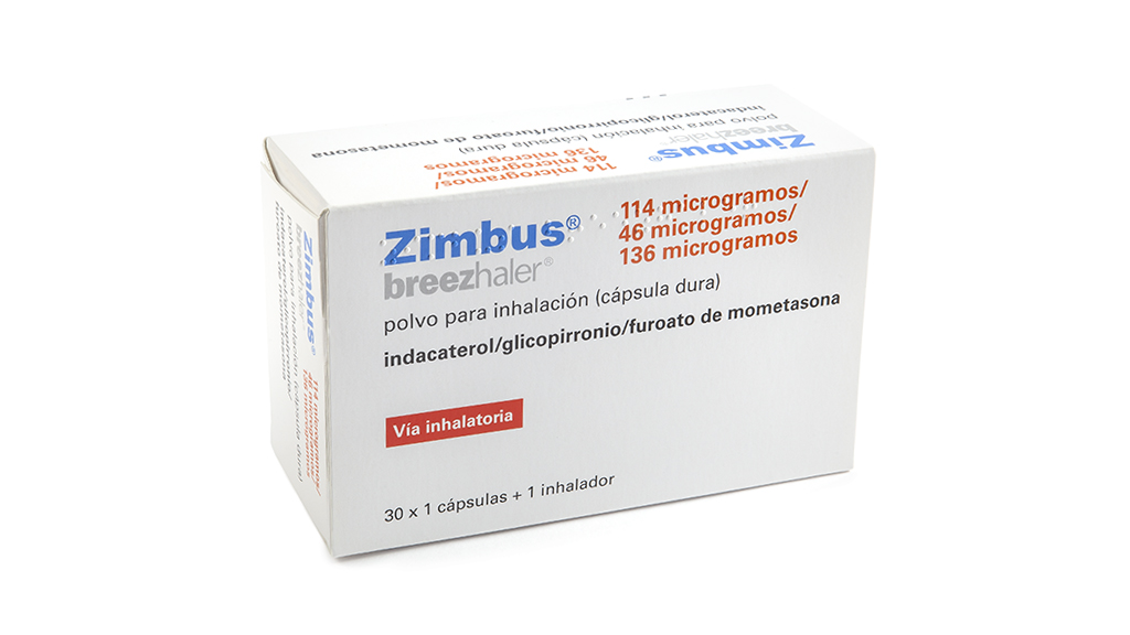 ZIMBUS BREEZHALER 114/46/136 microgramos 30 CAPSULAS PARA INHALACION + 1 INHALADOR + 1 SENSOR