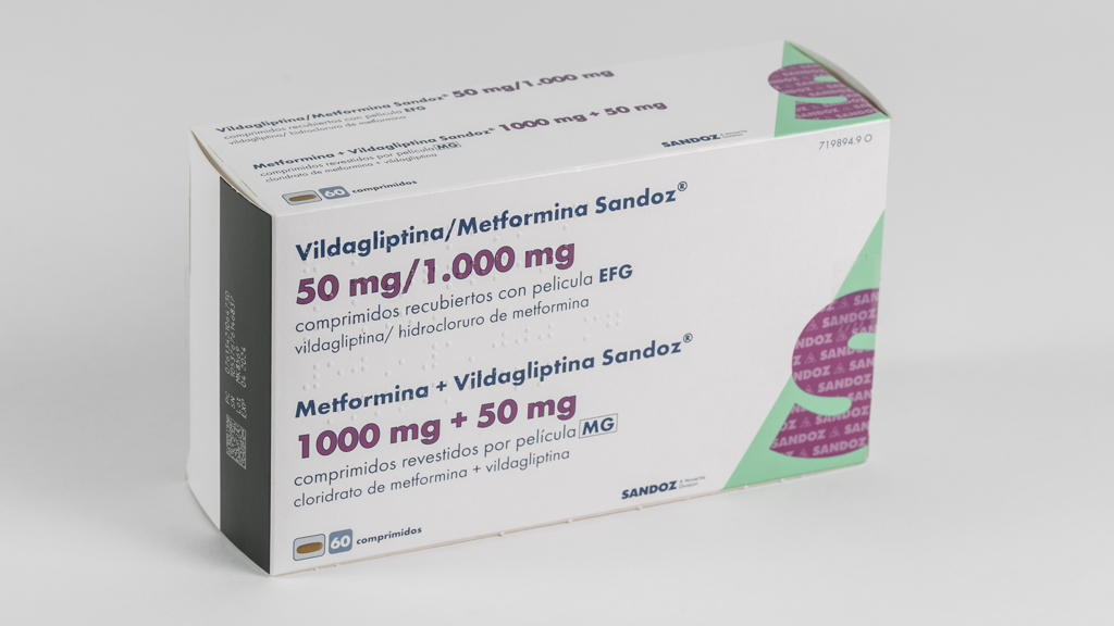 VILDAGLIPTINA/METFORMINA SANDOZ EFG 50 mg/1000 mg 60 COMPRIMIDOS RECUBIERTOS Blister PA/Al/PVC-Al