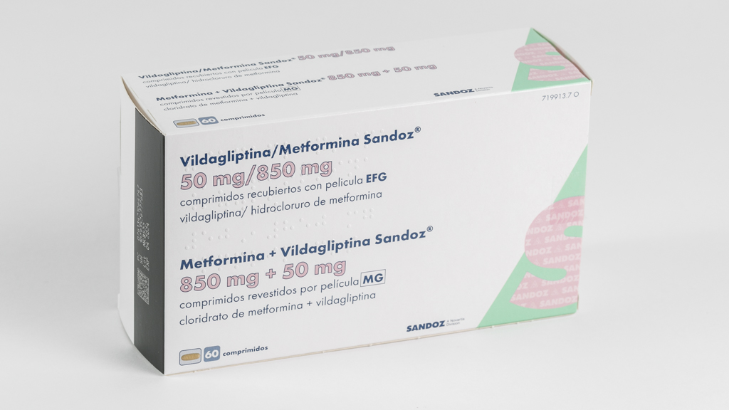 VILDAGLIPTINA/METFORMINA SANDOZ EFG 50 mg/850 mg 60 COMPRIMIDOS RECUBIERTOS Blister PA/Al/PVC-Al