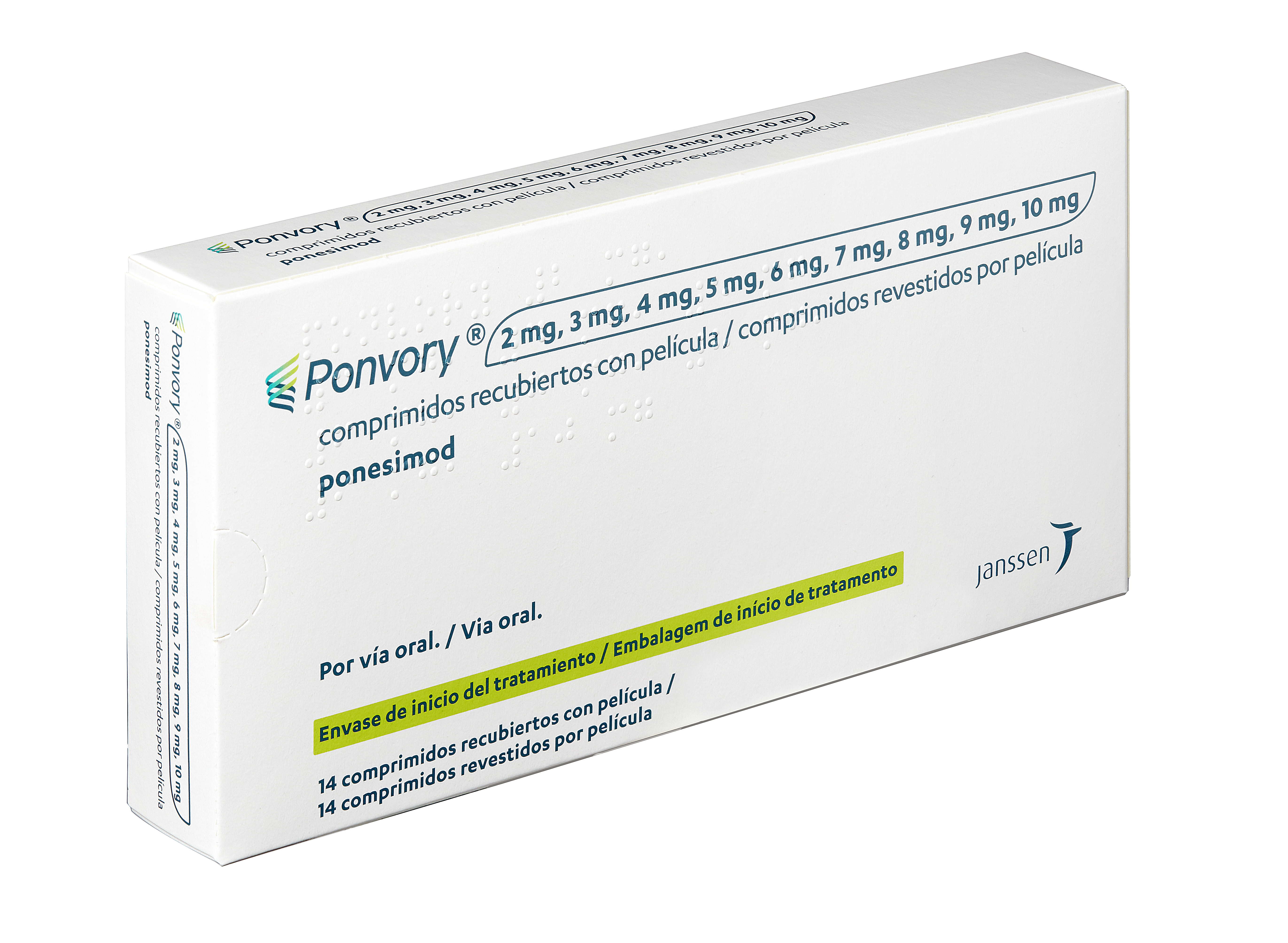 PONVORY 2, 3, 4, 5, 6, 7, 8, 9 y 10 mg 14 COMPRIMIDOS RECUBIERTOS