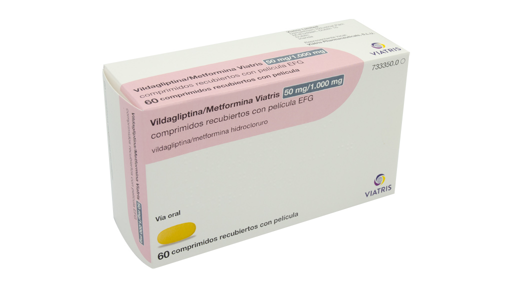 VILDAGLIPTINA/METFORMINA VIATRIS EFG 50 mg/1000 mg 60 COMPRIMIDOS RECUBIERTOS