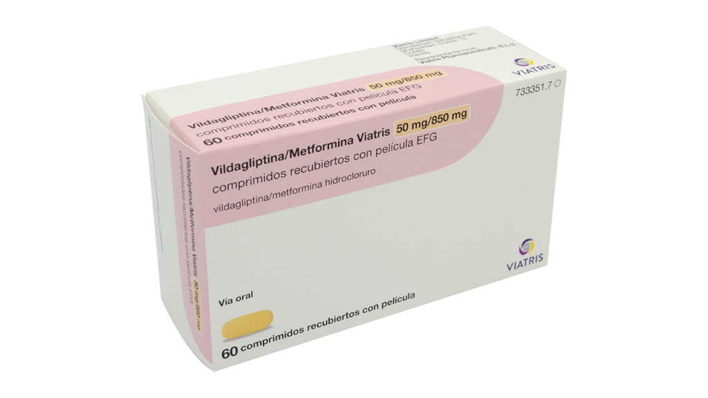 VILDAGLIPTINA/METFORMINA VIATRIS EFG 50 mg/850 mg 60 COMPRIMIDOS RECUBIERTOS