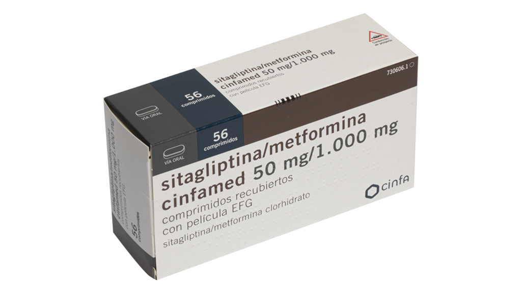 SITAGLIPTINA/METFORMINA CINFAMED EFG 50 mg/1000 mg 56 COMPRIMIDOS RECUBIERTOS