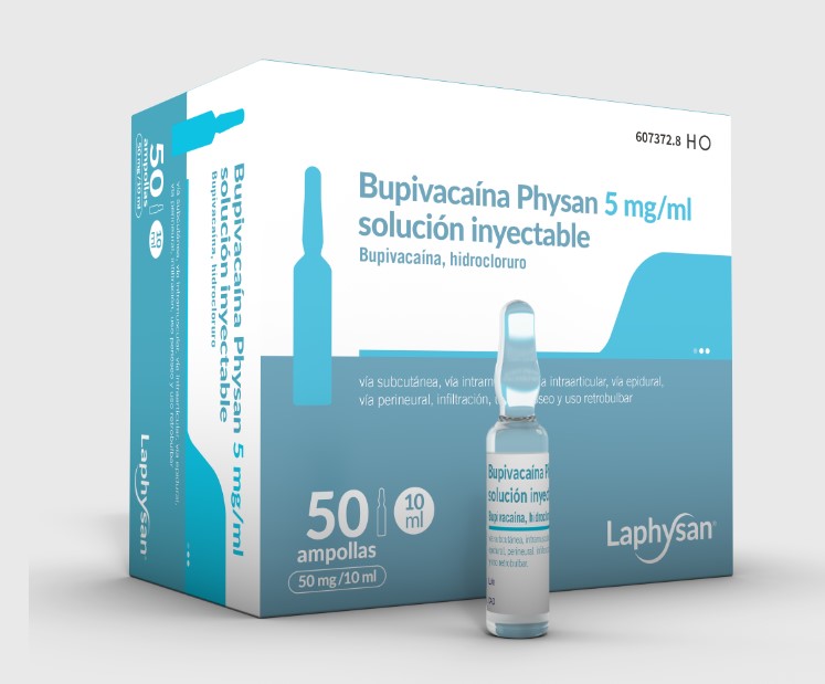 BUPIVACAINA PHYSAN 5 mg/ml 100 AMPOLLAS SOLUCION INYECTABLE 10 ml