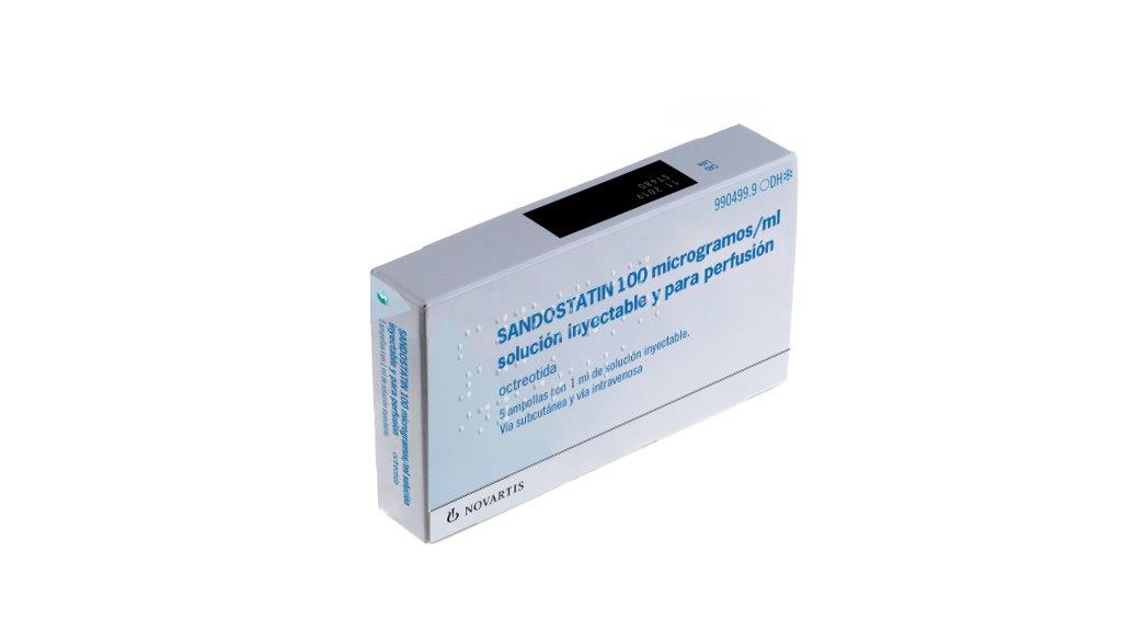 SANDOSTATIN 100 microgramos/ml 5 AMPOLLAS SOLUCION INYECTABLE Y PARA PERFUSION 1 ml