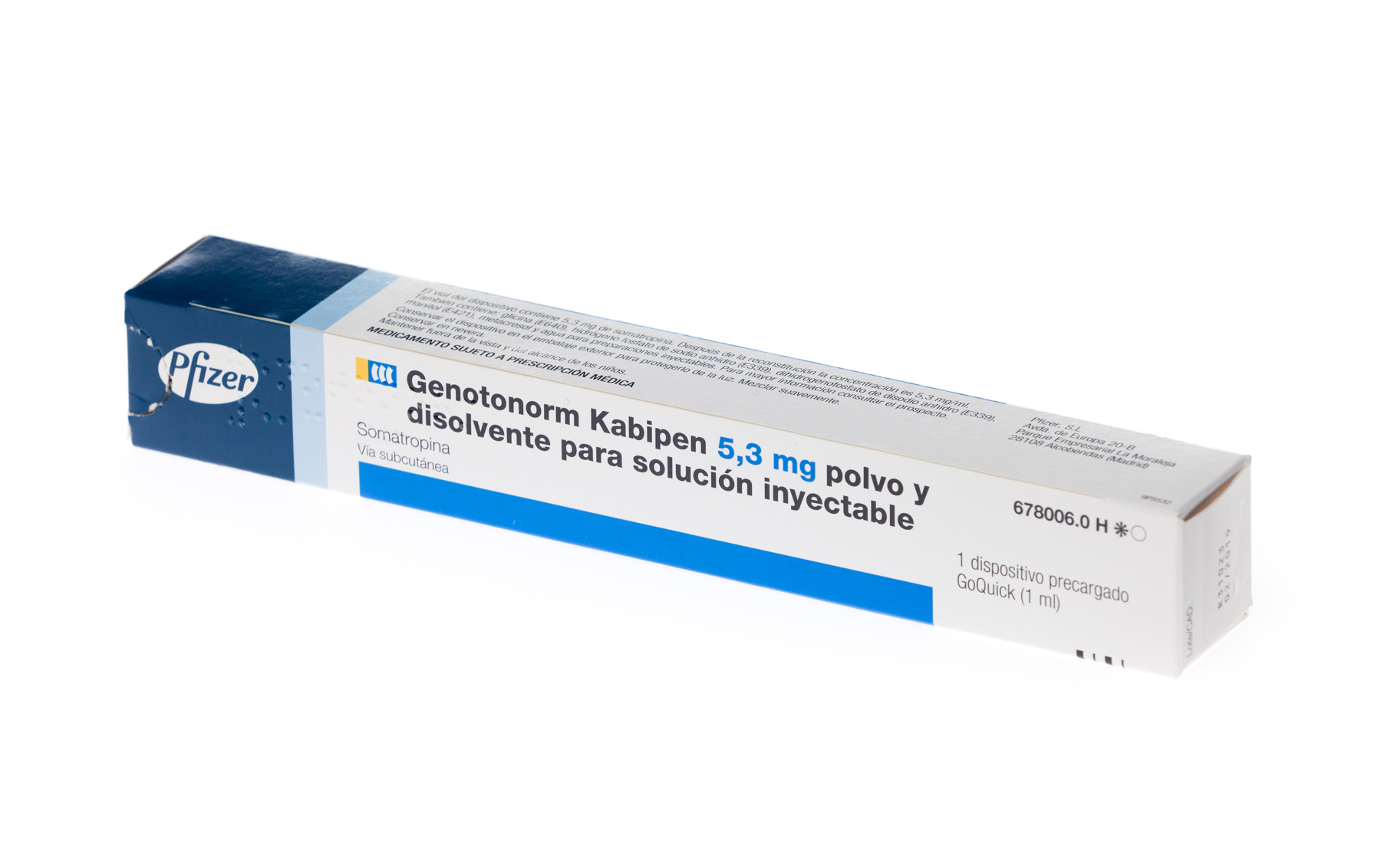 GENOTONORM KABIPEN 5,3 mg 1 DISPOSITIVO GOQUICK PRECARGADO DOBLE CAMARA POLVO Y DISOLVENTE PARA SOLUCION INYECTABLE