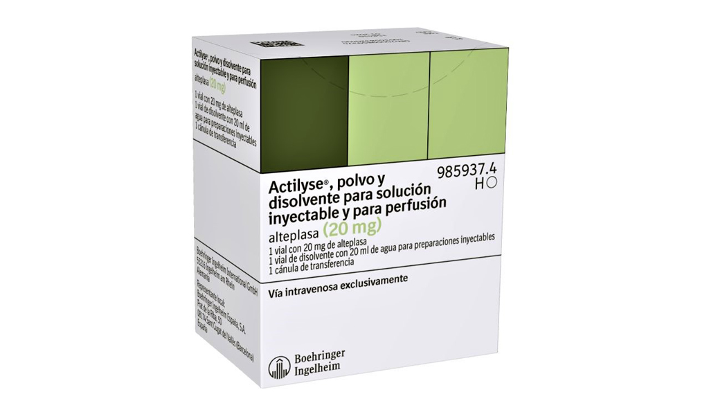 ACTILYSE 20 mg 1 VIAL POLVO PARA SOLUCION INYECTABLE Y PARA PERFUSION + 1 VIAL DISOLVENTE